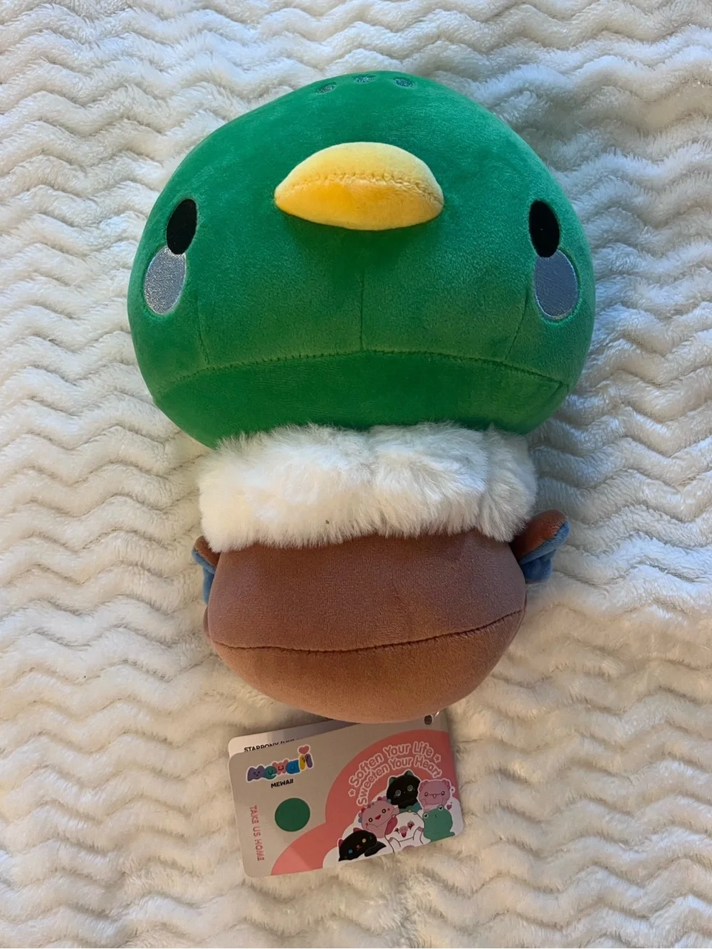 Mewaii Green Duck Plush Stuffed Animal with Brown Body -